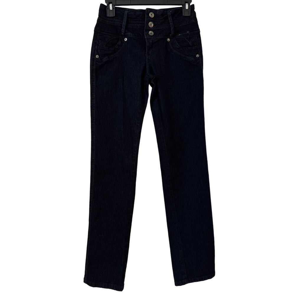 XICA Premium Three Button Wide Belt/Waist Band Black Straight Leg Jeans Size 30